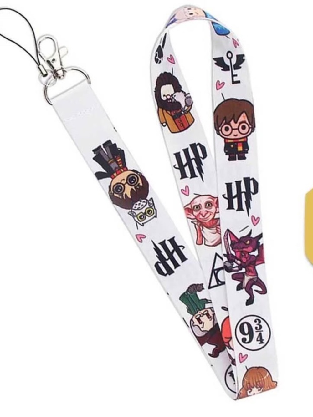 Harry Potter Kawaii Lanyard and Key/Wrist Fob Set - White